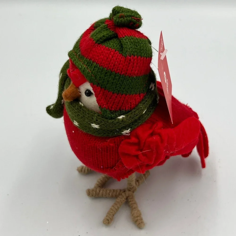 Target Wondershop Christmas Bird Ornament Red Green Beanie Scarf 2015 NWT